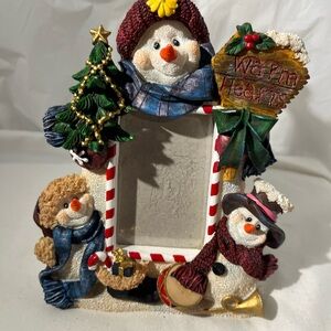 Festive Snowman Picture Frame with Holiday Accents